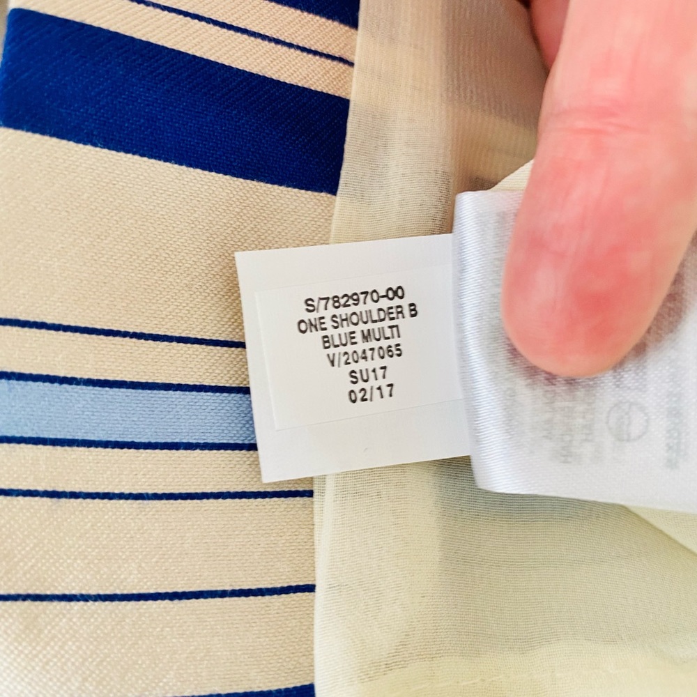 Banana Republic One-Shoulder dress. Blues and creams. Size 8. Like New.